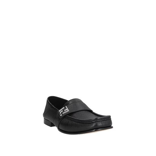 FENDI Black Leather Loafers for Men 7D1648 AQ6KF0QA1