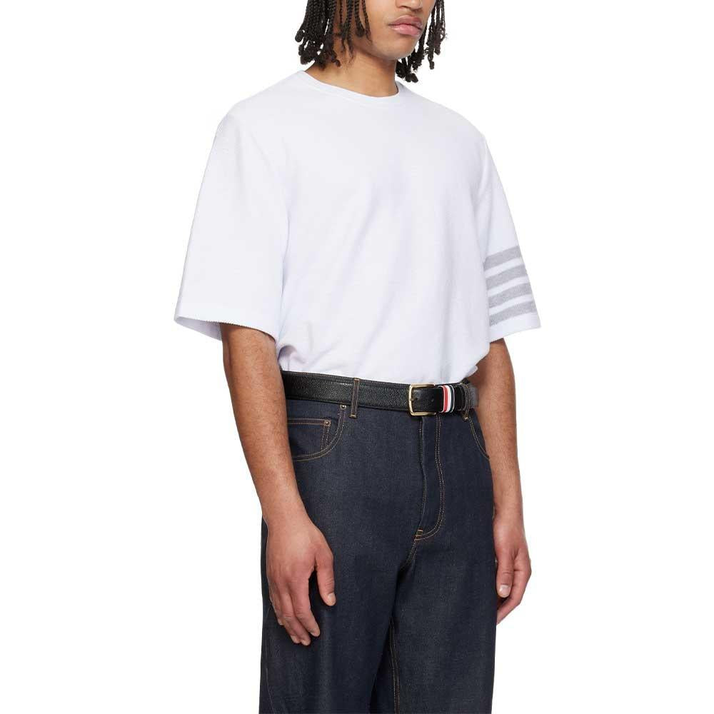 THOM BROWNE Men’s Short Sleeve 4-Bar Textured T-Shirt MJS296A J0248 100