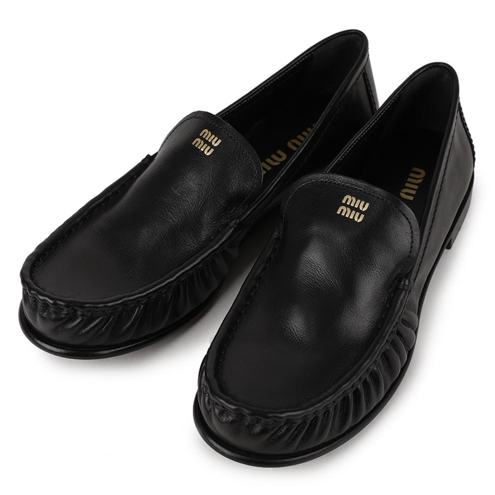 Miu Miu Buffalo Leather Loafers 5D499E 007 F0002