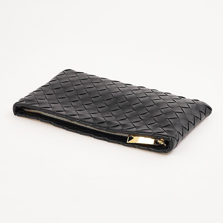 Bottega Veneta Women’s Small Leather Pouch Clutch Bag Navy
