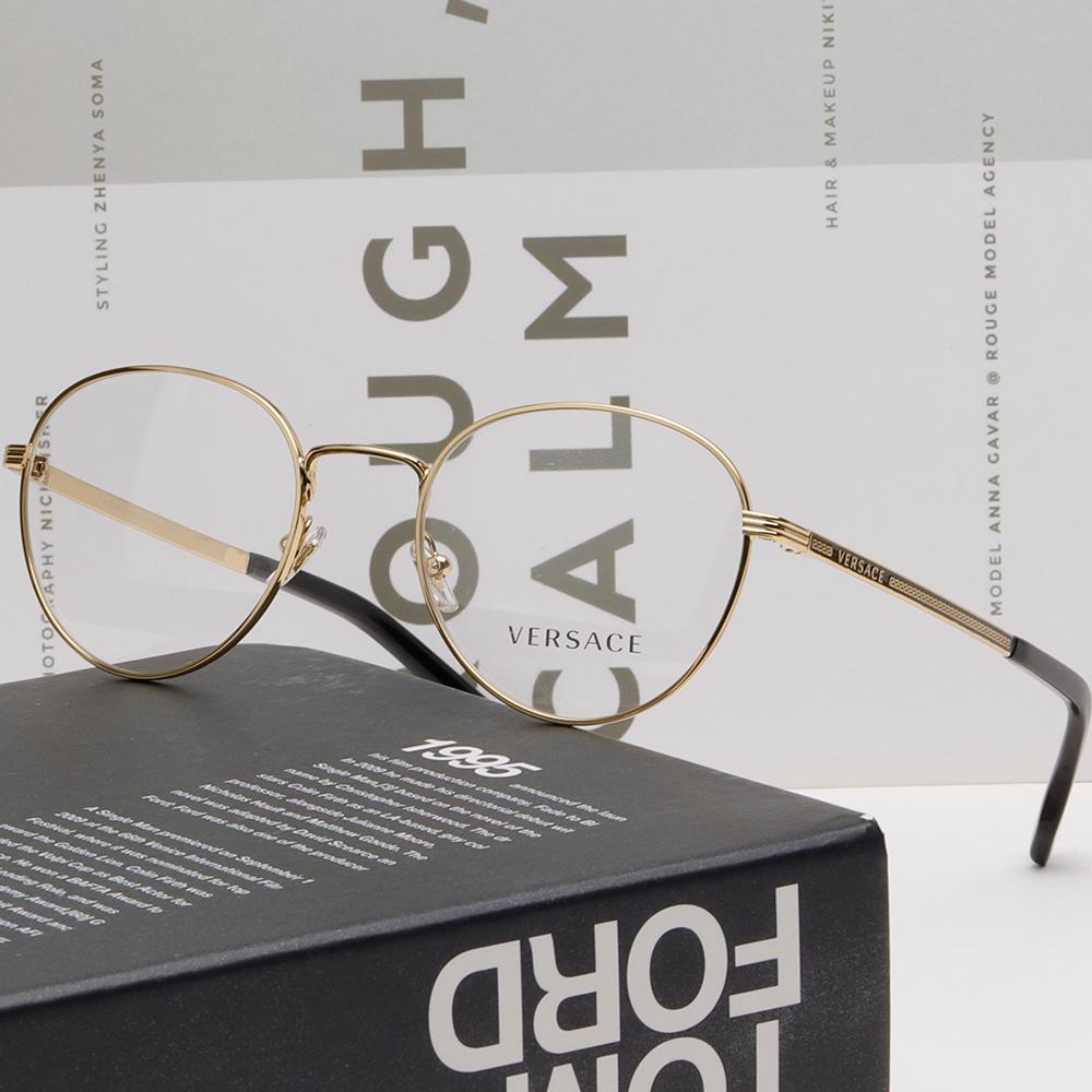 Versace Round Metal Gold Frame Eyeglasses Unisex Accessories VE1279 1002