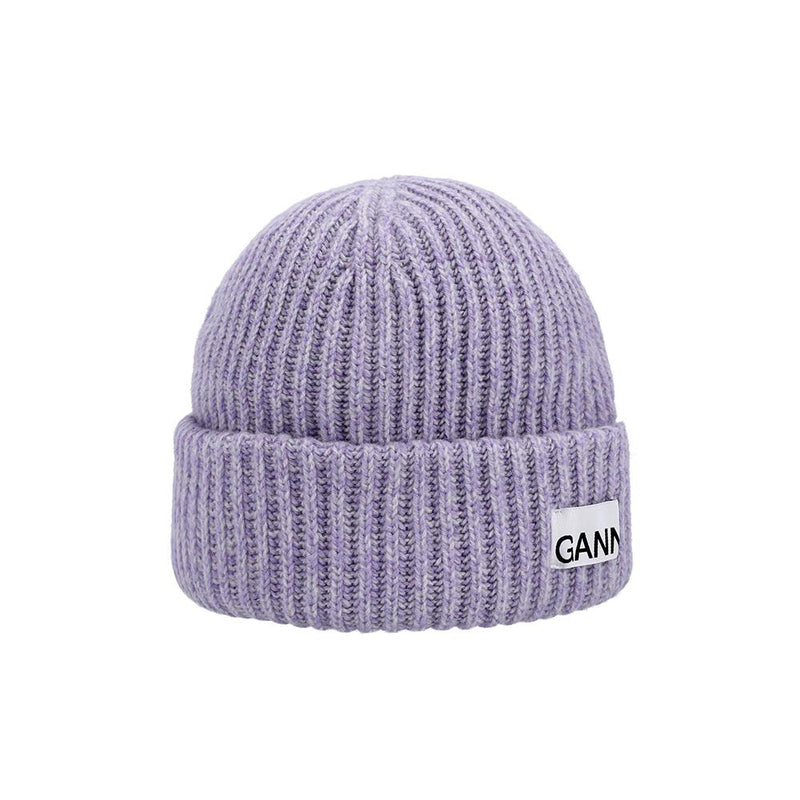 GANNI Logo Patch Structured Beanie Hat for Women A6439 233