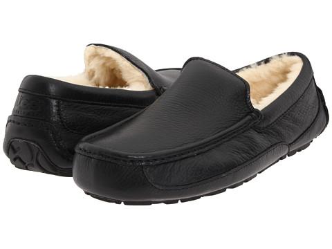 Ugg Black Leather Ascot Moccasin Loafer Men's Shoes