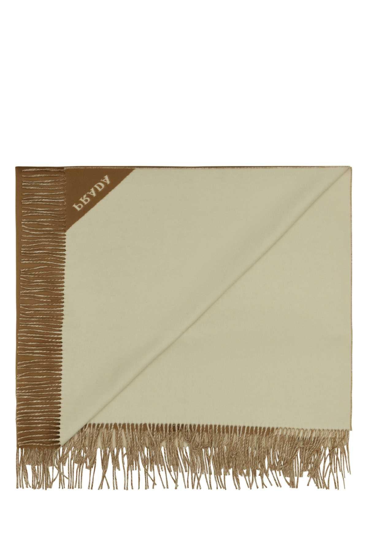 PRADA Wool Blanket Scarf Gray