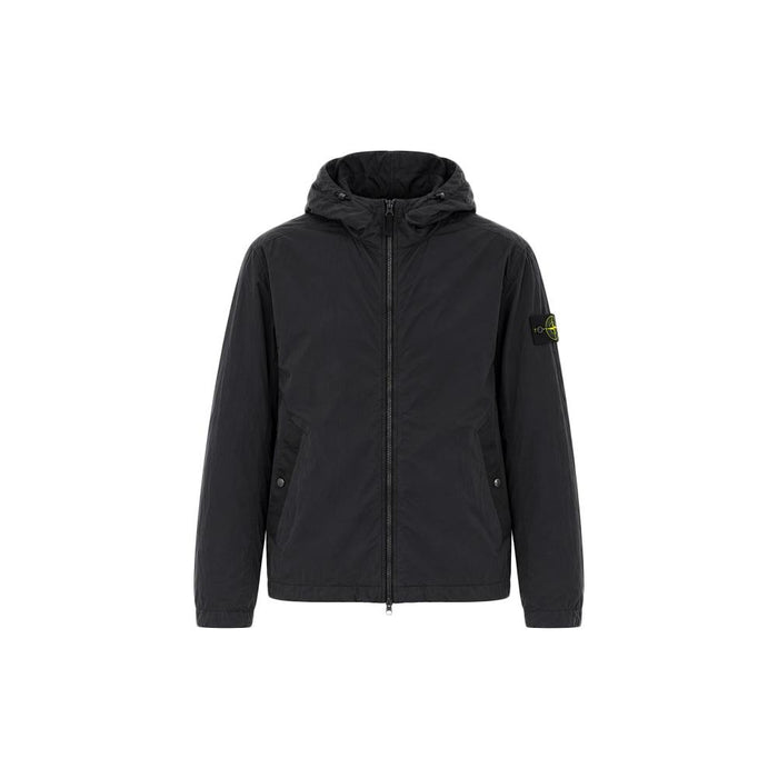STONE ISLAND Black Garment-Dyed Crinkle Reps Jacket