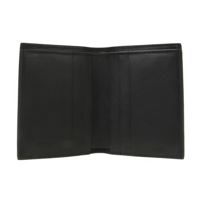 Ferragamo Gancini Leather Credit Card Holder Black Card Case