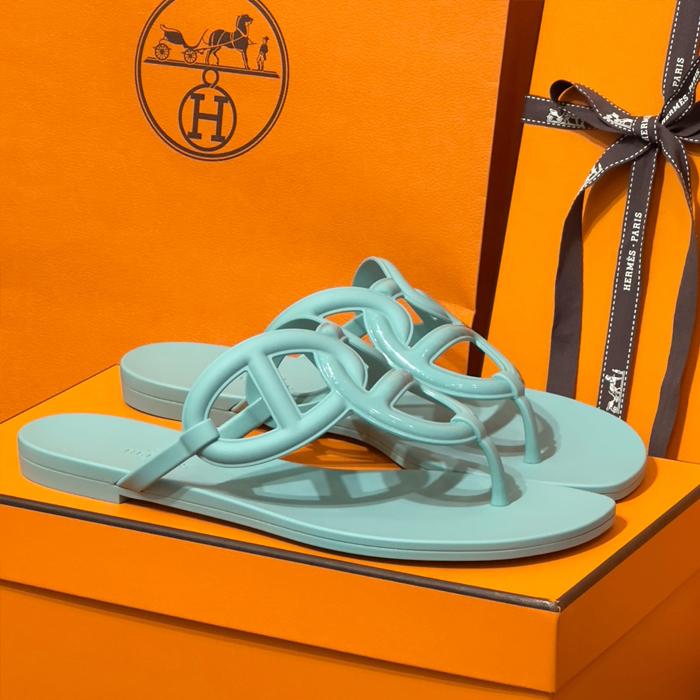 HERMES Egerie Jelly Mint Sandals for Women