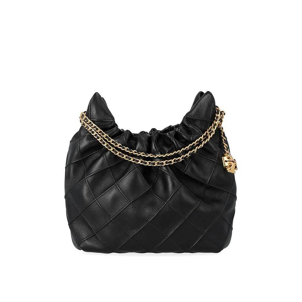 Tory Burch Fleming Mini Hobo Bag Black Leather Shoulder Bag 162451 001