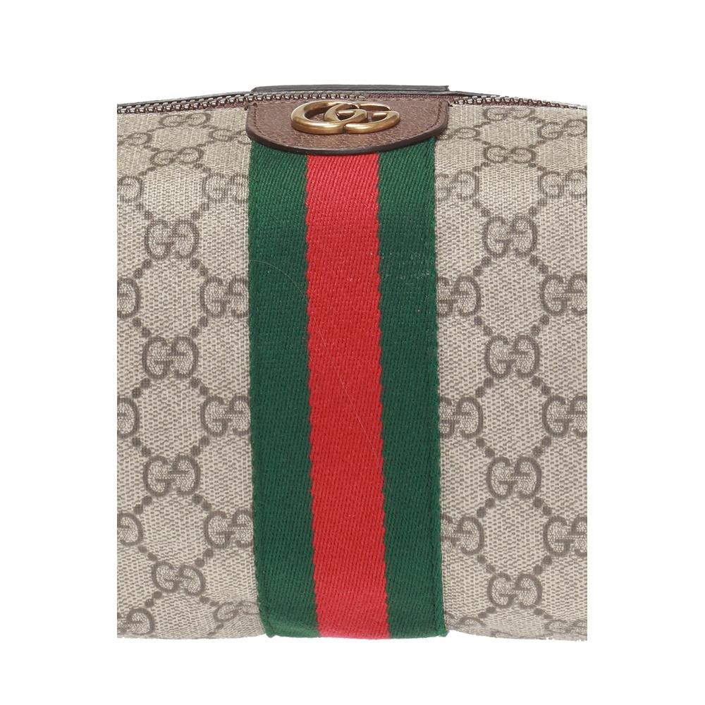 GUCCI Ophidia GG Brown Coated Canvas Zip Pouch Clutch