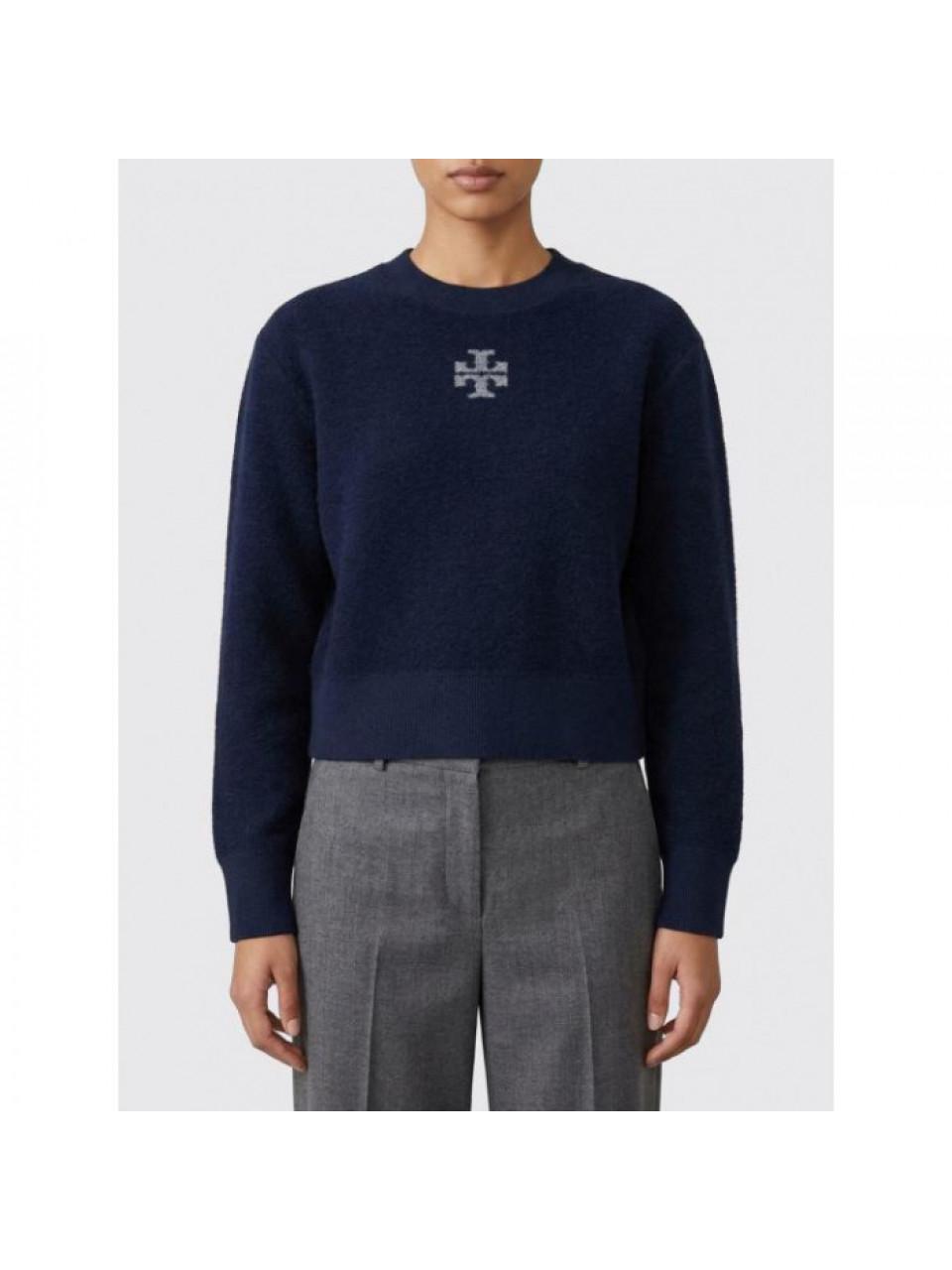 Tory Burch Women's Logo Crewneck Knit Sweater 180662 403