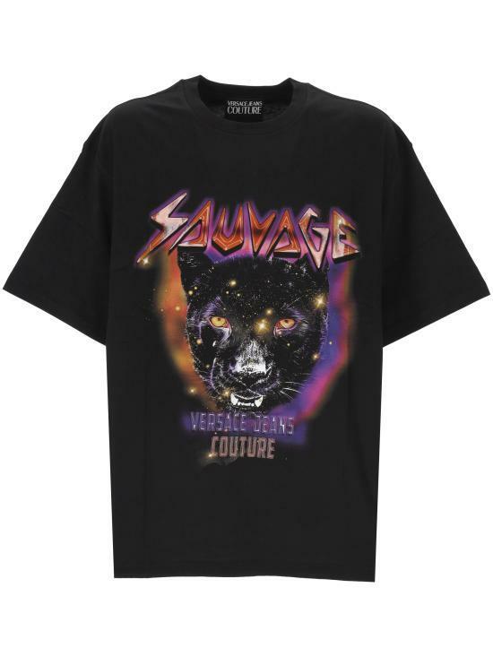 Versace Sauvage Graphic T-Shirt Men’s Black Cotton Tee 78GAHC04CJ01C 899