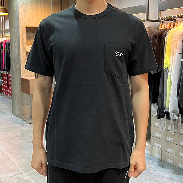 Maison Kitsune Navy Fox Head Patch Pocket Short Sleeve T-Shirt HM00136KJ0008