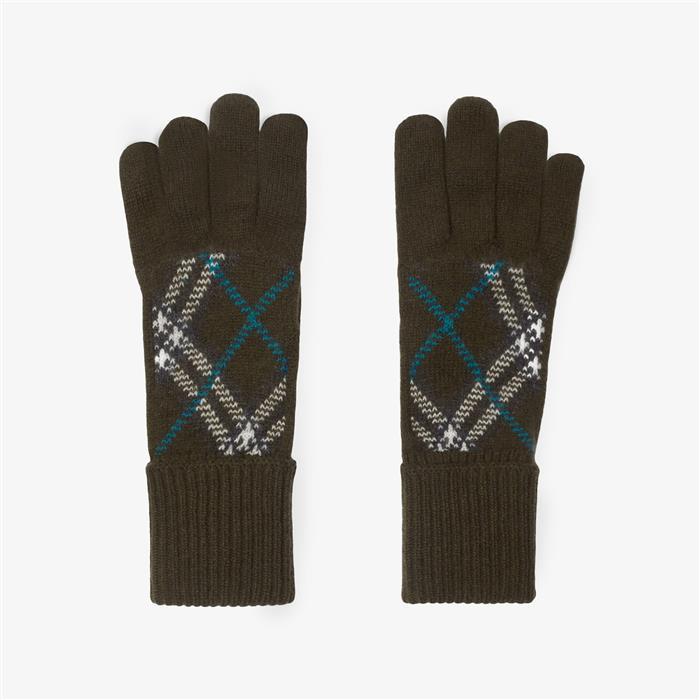 BURBERRY Check Cashmere-Blend Unisex Knit Gloves