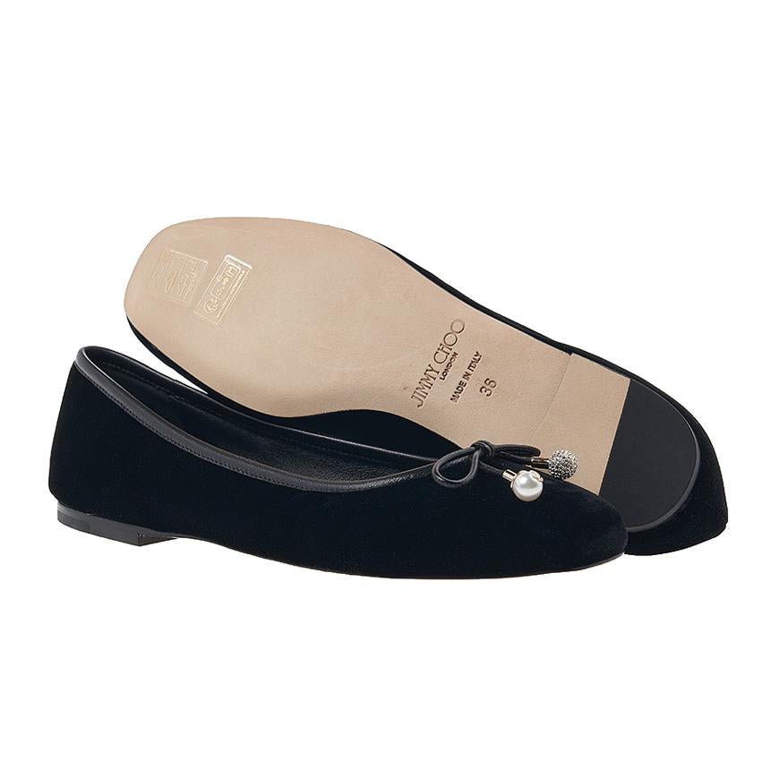 Jimmy Choo Elme Flat Velvet Black Women’s Flats