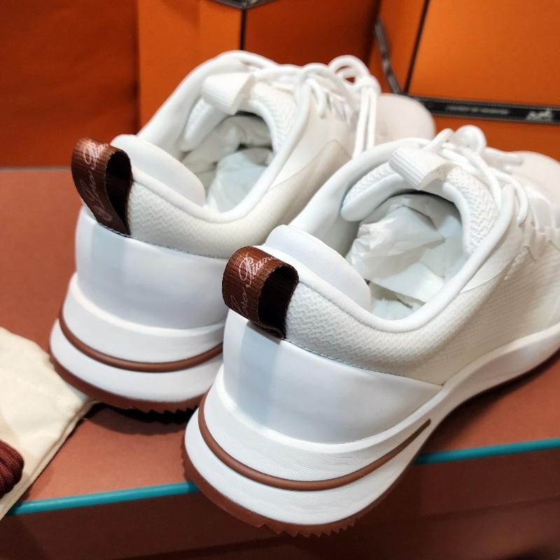 Loro Piana Suede Calfskin Weekend Walk Low-Top Sneakers White