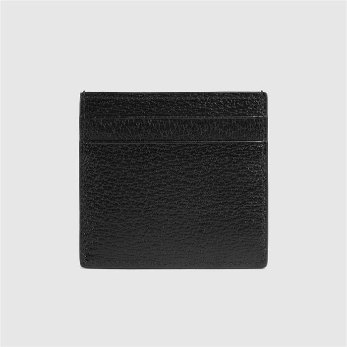 GUCCI Black Leather Animalier Bee Card Holder Wallet
