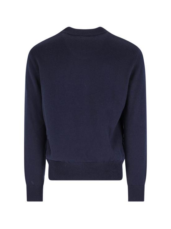 SUNFLOWER Navy Round Neck Knit Sweater for Men