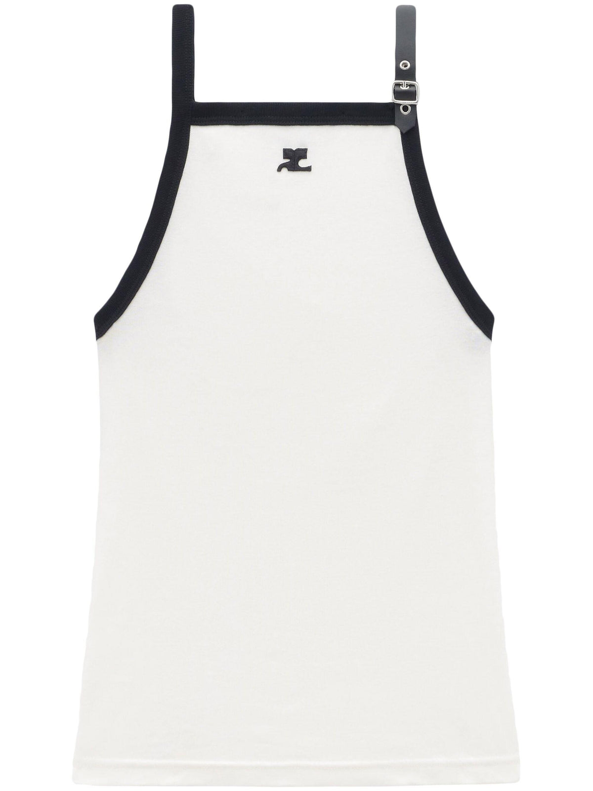 courreges Contrast Buckle Tank Top White Heritage Black