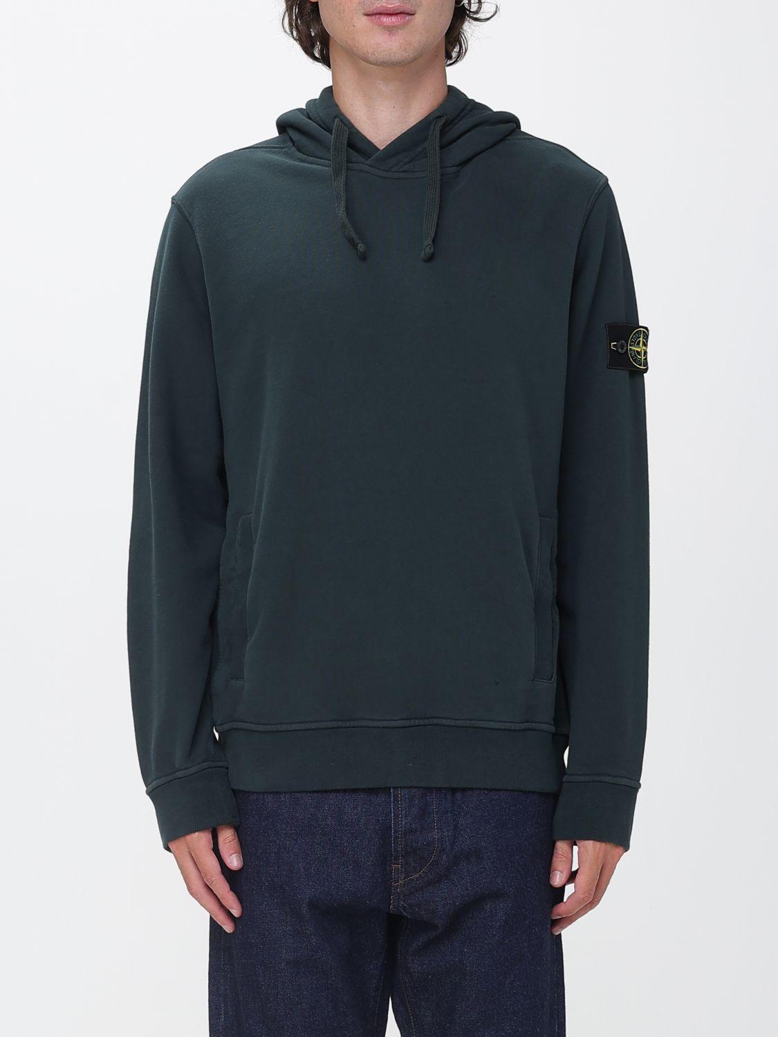 STONE ISLAND Cotton Fleece Hoodie Green Men’s Pullover