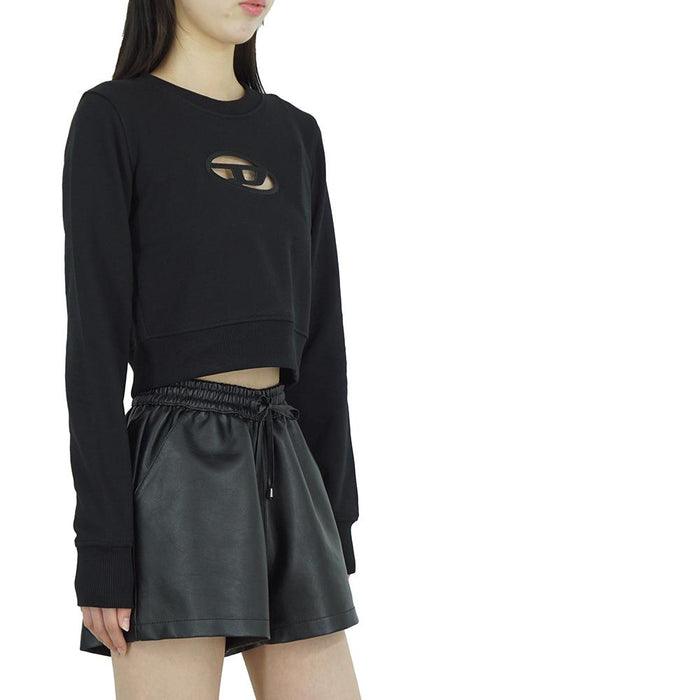 DIESEL Cutout Logo Crop Sweatshirt Black Women