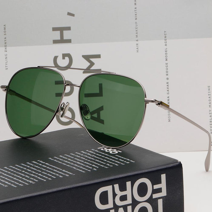 Ferragamo Oversized Metal Aviator Double Bridge Sunglasses SF308S 044