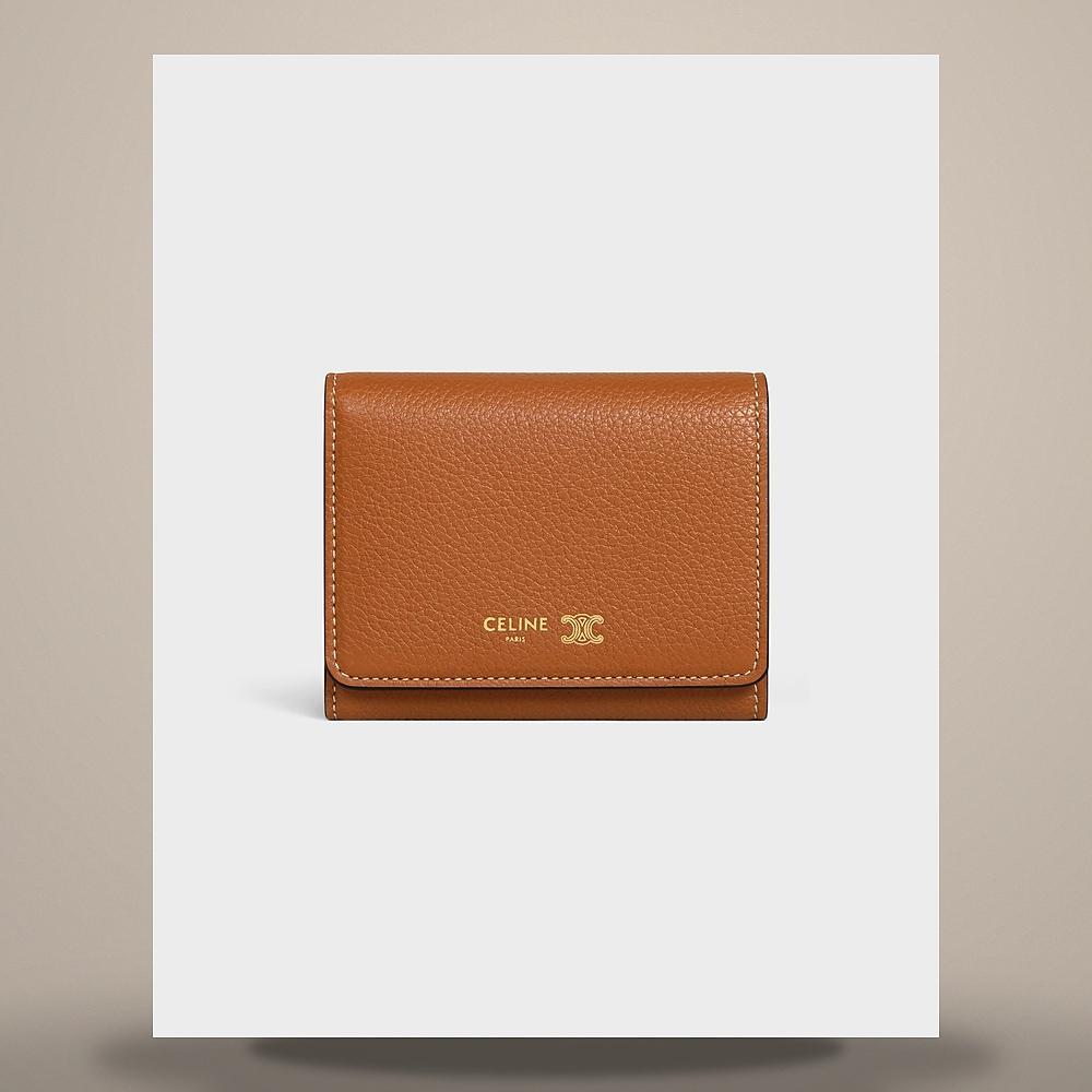 CELINE Nino Fine Strap Wallet Supple Grained Calfskin Black Card Holder