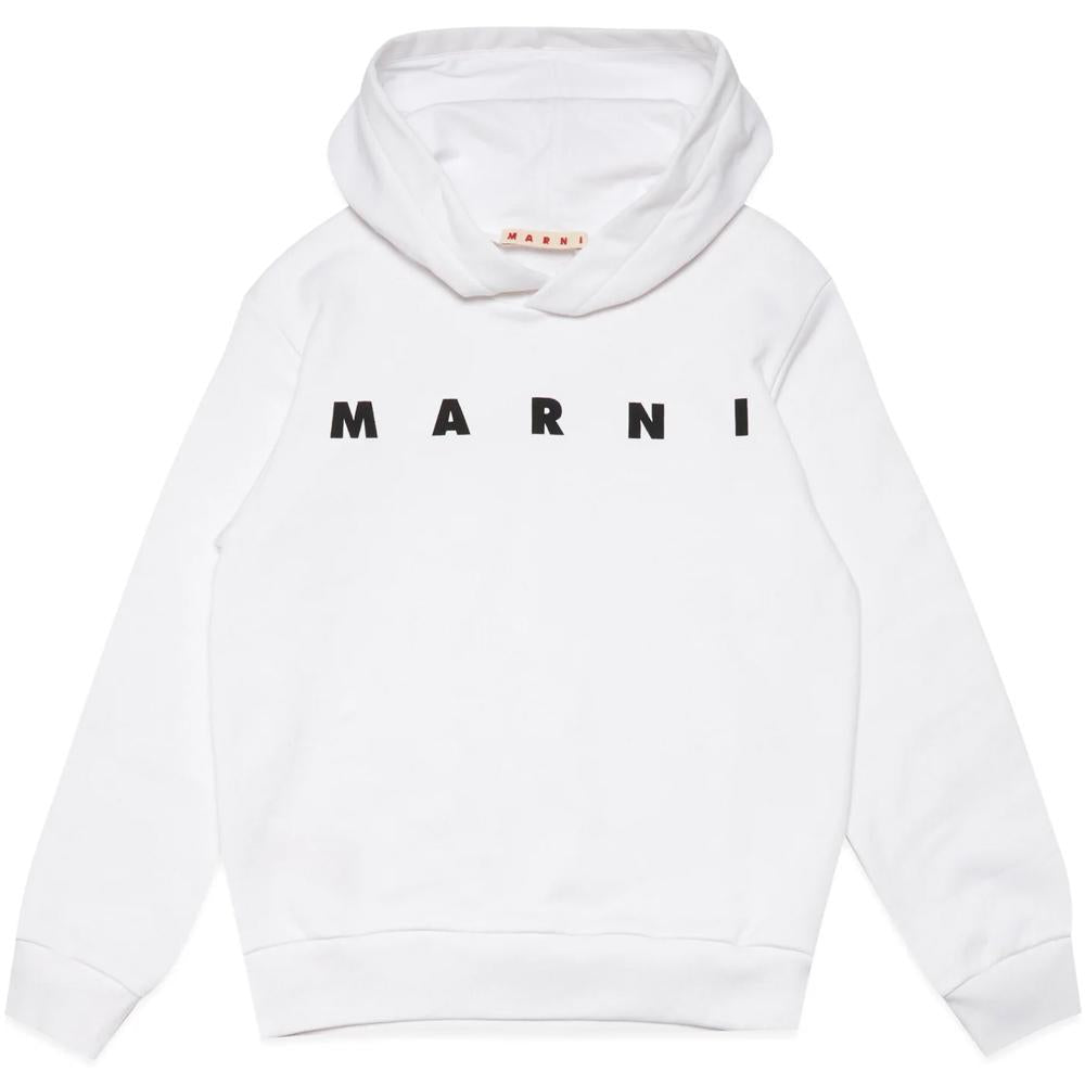 Marni Women’s Kids Print Hoodie Sweatshirt White Cotton