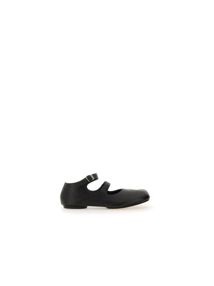 Maison Margiela Tabi Split Toe Leather Black Women's Ballet Flats