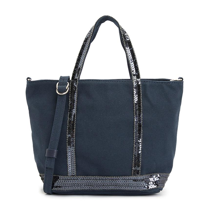 Vanessa Bruno Canvas Cabas XS Tote Bag Navy Crossbody