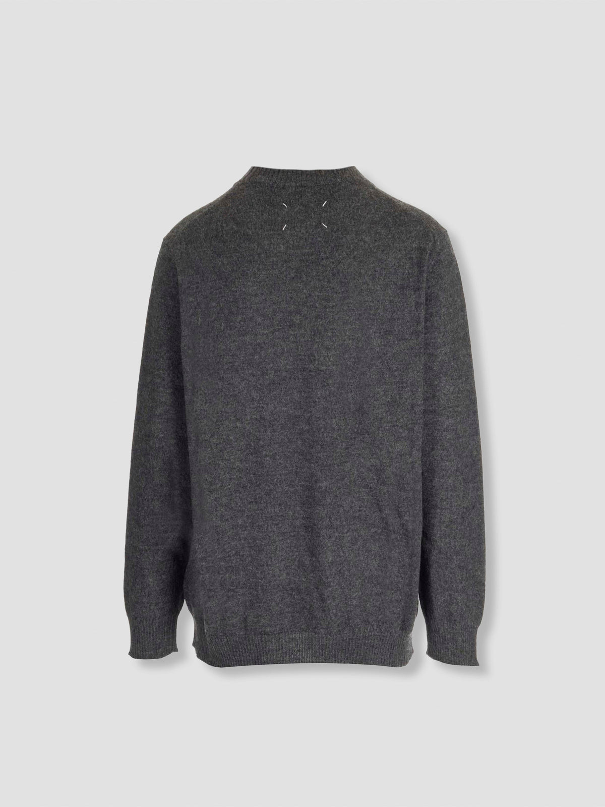 Maison Margiela Men’s Alpaca Crewneck Knit Sweater Dark Gray