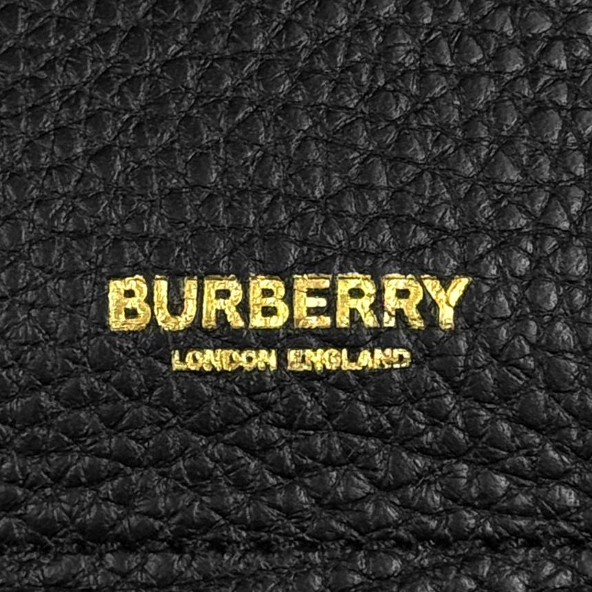 BURBERRY Grain Leather Hobo Shoulder Bag Black 81046821