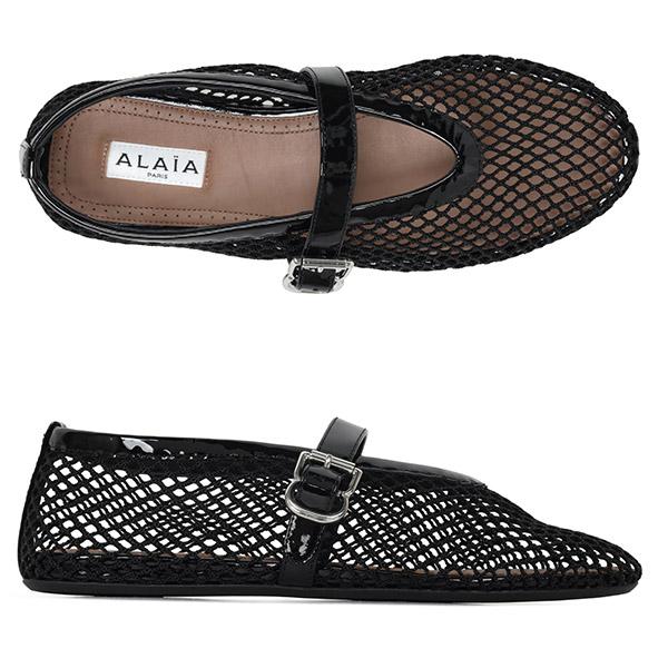 ALAIA Black Fishnet Rubber Overshoe Ballet Flats AA3A1023A022 999