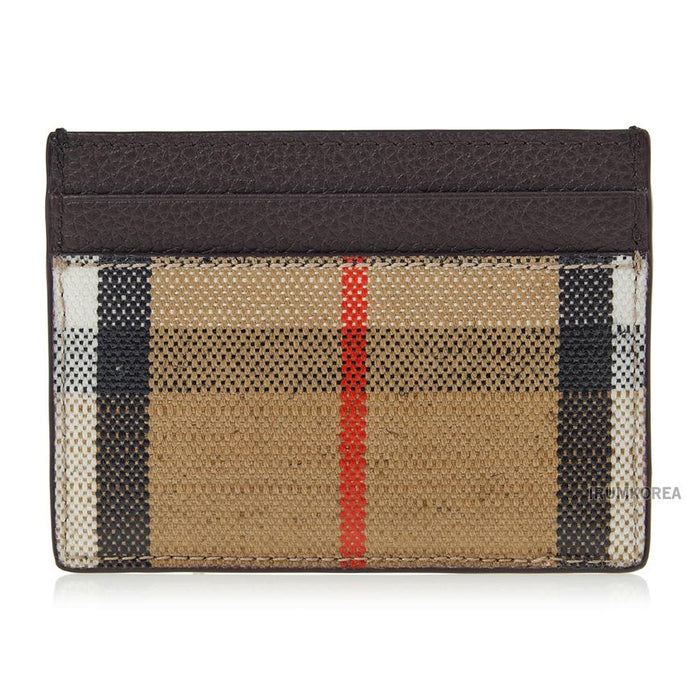 BURBERRY Highlands Leather Card Case Wallet Black Women