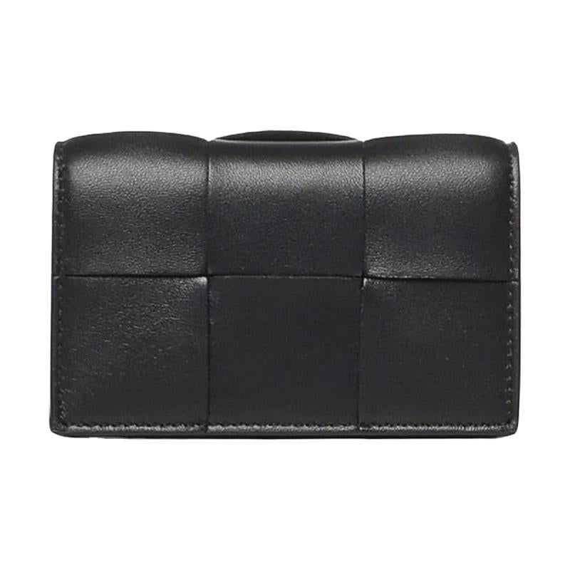 Bottega Veneta Cassette Intrecciato Leather Card Holder Brown
