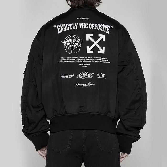 OFF WHITE Black Exact OPP Oversized Bomber Jacket OMEH049 S23 FAB001 1001