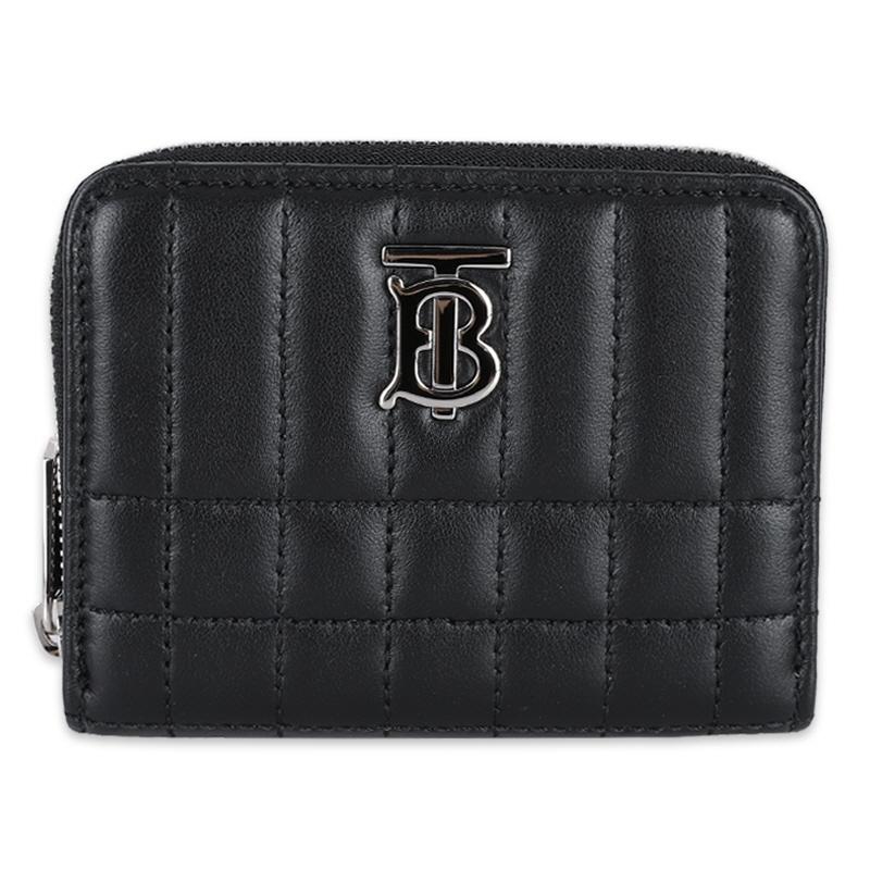 BURBERRY Quilted Leather Lola Zip Compact Wallet Black
