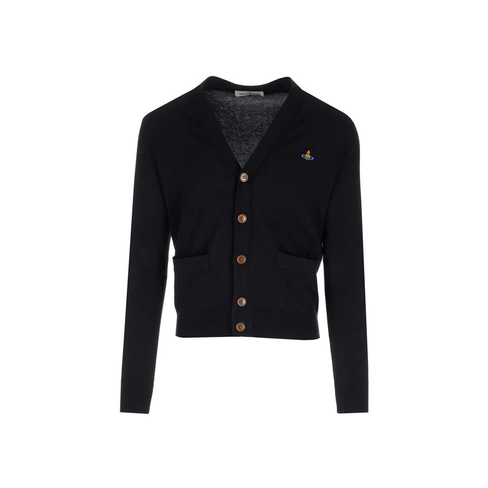 Vivienne Westwood ORB Logo Embroidered Black Cardigan for Men