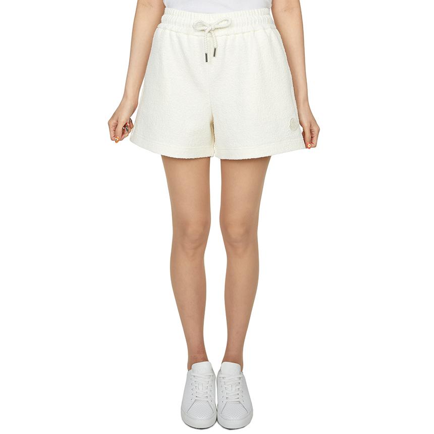 Moncler Women’s Cotton Blend Logo Trim Short Shorts White