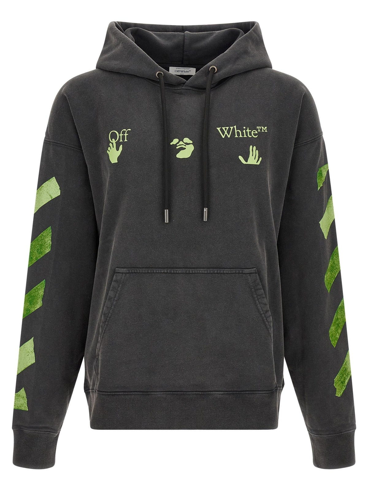 OFF WHITE Black Cotton Pullover Hoodie for Men