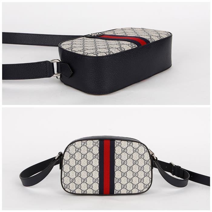 GUCCI Ophidia GG Logo Crossbody Bag Navy/Beige Canvas Leather