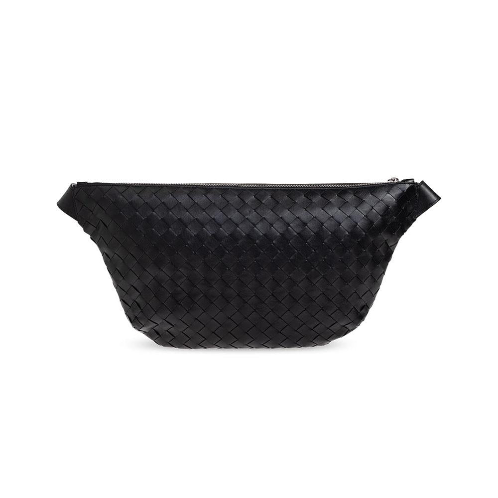 Bottega Veneta Intrecciato Black Leather Crossbody Bag for Men