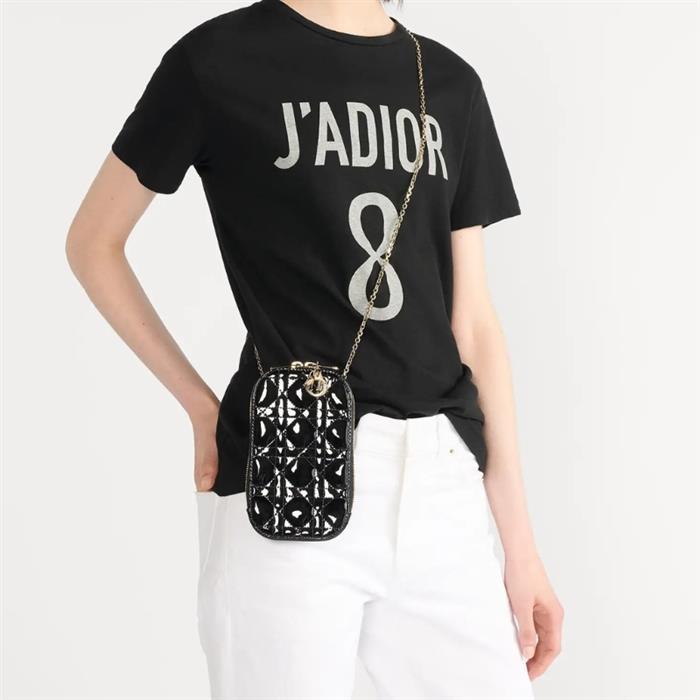 DIOR Lady Dior Call In Dior Phone Holder Black Shoulder Bag