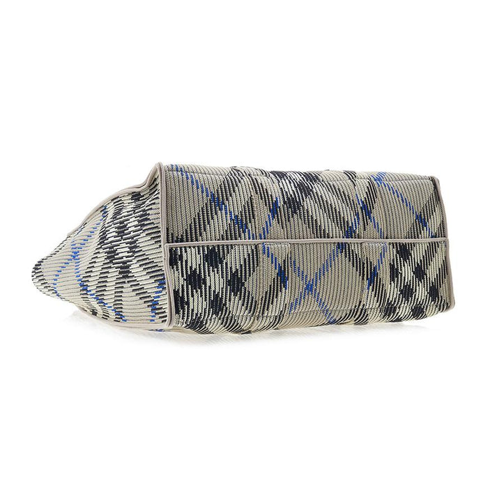 BURBERRY Medium Check Knit Tote Bag Women Beige