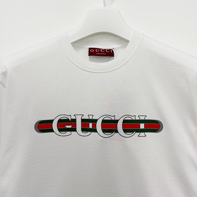 GUCCI Printed Logo Short Sleeve T-Shirt White Cotton Men