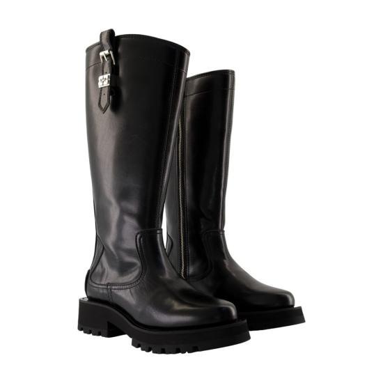 GANNI Leather Ankle Boots Women’s Black Chelsea Style S3022099 BLACK DOM