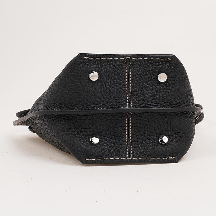 Tods Micro Bucket Shoulder Bag Black Leather Women