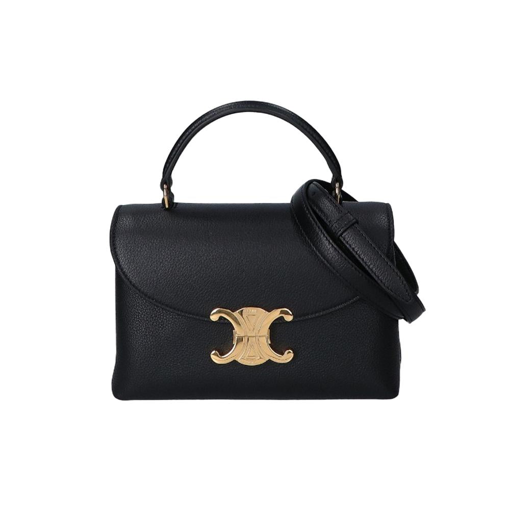CELINE Teen Nino Calfskin Tote Shoulder Bag Black 118113 FXK 38NO