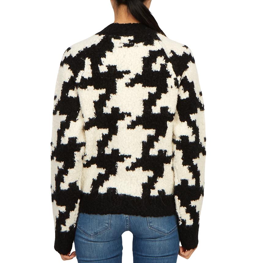 ALLSAINTS Women’s Round Neck Knit Sweater WK022Z BLK CHALK WHITE