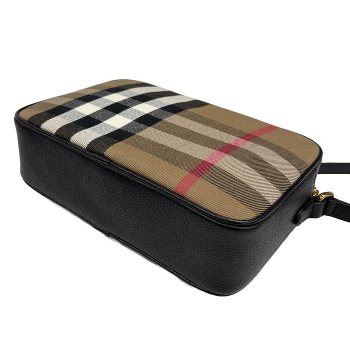 BURBERRY House Check Camera Crossbody Bag Black