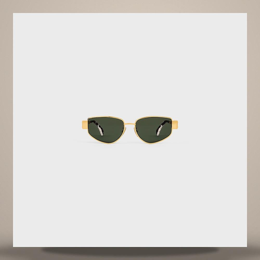 CELINE Triomphe 02 Metal Sunglasses Gold Green